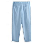 cheap Holiday-Men&#039;s Linen Pants Trousers Summer Pants Beach Pants Front Pocket Straight Leg Plain Comfort Breathable Business Casual Daily Fashion Basic Black White