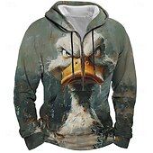cheap Animal Print-Men&#039;s Animal Hoodie Hoodies Sweatshirt Hoodie Long Sleeve Hooded Sweatshirt Crew Neck Fashion 3D Print Streetwear Blue Half Zip Fall Winter Designer