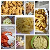 Недорогие Кухонная утварь и гаджеты-Волновая картофелерезка - лезвие из нержавеющей стали, эргономичная ручка, универсальная овощерезка для картофеля, огурцов, моркови.