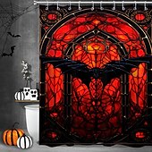 cheap Halloween Shower Curtains-Halloween Shower Curtain with Hooks for Bathroom Shower Curtain  Bathroom Decor Set Polyester Waterproof 12 Pack Plastic Hooks Skull Heads