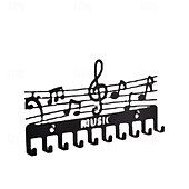 cheap Wall Accents-Iron Music Note Multifunctional Storage Rack, Key Hooks, Coat Rack, Black Creative Storage Hook, Suitable For Indoor Home Wall Decoration