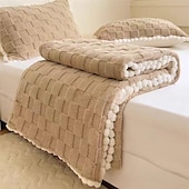 baratos Cobertores de cama-Tuff pom pom cobertor tridimensional corte flores de pelúcia espessamento capa cobertor luz luxo confortável cobertor de flanela