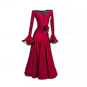 preiswerte Tanzkleidung für Balltänze-Elegantes Gesellschaftstanzkleid für Damen, Performance-Party, moderne Tanzkleidung, Langarm, Tango, Walzer, Standardkostüme