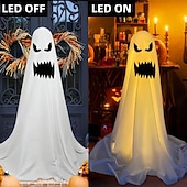 cheap Halloween Outdoor-Halloween Decorations Lighted Ghosts Outdoor Decoration Lights Yard Halloween Standing Ghost Lights Battery Operated Porch for Patio Spooky Atmosphere Decorations 1pc
