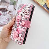cheap iPhone Cases-Phone Case For Samsung Galaxy iPhone 16 iPhone 15 Pro Max Plus iPhone 14 13 12 11 Pro Max Plus Mini SE Wallet Case for Women Girl with Stand Holder Magnetic Bling Glitter Shiny Flower Floral TPU