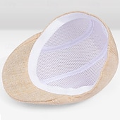 billiga Huvudbonader för herrar-Herr Platt mössa Basker Ascot hatt Newsboy hatt Svart Vit linne Mode Ledigt Brittisk Gata Dagligen Slät Justerbara Andningsfunktion