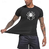 Недорогие Футболки и майки для бега-Муж. Компрессионная футболка Спортивная рубашка Фитнес-рубашка С короткими рукавами Футболка Футболка Повседневные Одежда для спорта и отдыха Лето Пауки