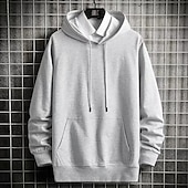 billiga bashuvtröjor för män-Herr Huvtröja Svart Vit Gul Rubinrött Blå Huva Slät Ficka Sport &amp; Utomhus Dagligen Helgdag Streetwear Grundläggande Ledigt Vår &amp; Höst Kläder Pull Tröjor Långärmad