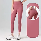 economico Leggings e collant da yoga-Per donna Pantaloni da yoga Leggings da yoga Fascia Elastica Vita Alta Yoga Allenamento in Palestra Pilates Collant Grigio scuro Nero Avorio Gli sport Abbigliamento sportivo Elasticizzato Taglia