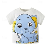 billige T -skjorter og skjorter-Barn 3D Grafisk Elefant T-skjorte Kortermet Sommer Mote Grunnleggende Barn 4-8 år Crew-hals utendørs Avslappet Daglig Normal