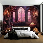 billiga Halloween dekoration-rosa halloween dekorationer fönsterhängande gobeläng väggkonst stor gobeläng väggmålning dekor fotografi bakgrund filt gardin hem sovrum vardagsrum dekoration