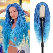 olcso Party Parókák-Cosplay Hosszú Paróka 28 Hüvelyk Közép Elválású Szintetikus Paróka Reális Ajándékok Party Parókák Nőknek Napi Használat Színes Parókák Halloween Parókák