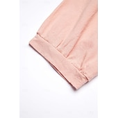 Недорогие Основные искусственные платья-Жен. Платье средней длины Искусственный хлопок и лен Платье прямого кроя Свободное платье Однотонный Классический На каждый день Отпуск Подарок Праздники Свободное облегание Рукав 3/4 Вырез под горло