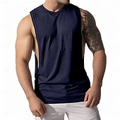 preiswerte Fitness Tank-Tops-Herren Tank Top Shirt Unterhemden Ärmellos Rundhalsausschnitt Frühling Sommer Glatt Modisch Designer Basic Sexy Urlaub Strasse Ausgehen Hellblau Weiß Rosa Top T-Shirt für Herren