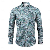 ieftine Model etnic-Bărbați Floral Imprimeu Paisley Cămașă Cămașă Boho Manșon Lung Sport Modă Șic Stradă În aer liber Zilnic Toamna iarna Răsfrânt Imprimeu Buton în jos Negru Roșu-aprins Mov Trifoi