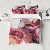 baratos Conjuntos de capa de edredão-Conjunto de capa de edredom de 3 peças com padrão abstrato de mármore nórdico para hotéis, quartos de hóspedes e hotéis, conjunto de cama confortável