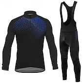 Men's Cycling Jersey with Bib Tights Geometric Long Sleeve Bike Bib Tights Top Clothing Suit with 3 Rear Pockets Mountain Bike MTB Road Bike Cycling Sweat wicking Comfortable Breathable Sports Yellow4