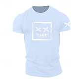 billiga Mäns grafiska t -shirt-Herr Grafisk Grimas T-shirt Vardaglig stil 100 % bomull Kortärmad Grafisk Skjorta Vin Svart / Grå Svart Bekväm t-shirt Utomhus Gata Modedesignerkläder