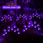 abordables Halloween Outdoor-2pcs Halloween Solar Firefly Swing Spiders Light Purple Red Green Solar Outdoor Lawn Pathway Lights Waterproof Plug In the Ground Lamp Swing with the Wind for Outdoor Yard Garden Pathway Patio Decoration Lamp