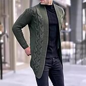 economico Maglioni Cardigan da uomo-Per uomo Cardigan Maglione Maglione lavorato a maglia Cavi Maglia Standard Tinta unica Apertura anteriore Di tendenza Classico Da tutti i giorni Appuntamento Abbigliamento Autunno inverno Nero Bianco