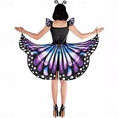 preiswerte Damenkostüme-Schmetterling Faschingskostüme Kleid Stirnband Erwachsene Damen Lustiges Kostüm Party Karneval Einfaches Karnevalskostüm