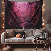 billige Halloween dekorasjon-rosa flaggermus hengende billedvev veggkunst stor billedvev veggmaleri dekor fotografi bakteppe teppe gardin hjem soverom stue dekorasjon
