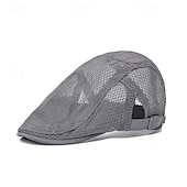 cheap Men&#039;s Hats-Men&#039;s Flat Cap Ascot Hat Newsboy Hat Black White Acrylic Fibers Mesh Fashion Casual Street Daily Plain Adjustable Sunscreen Breathable