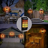 economico Applique per esterni-1 pz luci a fiamma solare per esterni, luci da parete a fiamma tremolante impermeabili con sensore scuro accensione/spegnimento automatico 66 luci notturne a energia solare a LED design a reticolo per