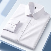 voordelige strijkvrije overhemden voor heren-Voor heren Overhemd Overhemd met knopen Effen Bruiloft Dagelijks Zwart Wit Roze Rood Lange mouw Strijkijzer Lente &amp; Herfst Kleding