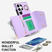 levne Pouzdra pro Samsung-telefon Carcasă Pro Samsung Galaxy S24 Ultra Plus S23 S22 S21 S20 Ultra Plus FE A55 A35 A25 A15 5G A14 A54 A53 S25 Ultra Pouzdro na peněženku se stojánkem Držák na prsteny Zip Retro TPU Kov PU kůže