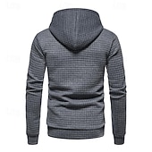 billiga bashuvtröjor för män-Herr Våffla hoodies Huvtröja Svart Vit Ljusgrå Mörkgrå Huva Slät Ficka Sport &amp; Utomhus Dagligen Helgdag Polyester Streetwear Grundläggande Ledigt Vår &amp; Höst Kläder Pull Tröjor Långärmad