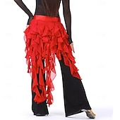 abordables Ropa de danza del vientre-Bufanda de danza del vientre para mujer, falda con cinturón, cinturón de baile latino, falda ondulada con borlas para rendimiento