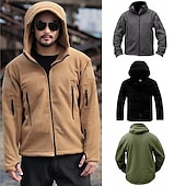 abordables Softshell, polares y chaquetas de montaña-Hombre Chaqueta de lana para senderismo Algodón Invierno Al aire libre Templado Suave Cómodo Chaqueta táctica cálida Chaqueta deportiva de forro polar con capucha Chaqueta de aventura de invierno