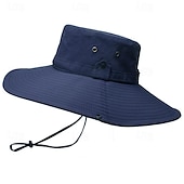 baratos Toucas para o exterior-Unisexo Chapéu de Sol Chapéu Balde Chapéu boonie Prova-de-Água Proteção UV para Pesca Praia Campismo / Escursão / Espeleologismo Côr Sólida Poliéster Verão Primavera