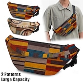 cheap Graphic Print Bags-Vibrant Geometric Pattern Fanny Pack – Multicolor Waist Bag for Outdoor Adventures and Festival Wear