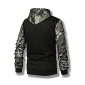 billiga bashuvtröjor för män-Herr Huvtröja Svart Huva Färgblock Kamuflasje Lappverk Ficka Sport &amp; Utomhus Dagligen Helgdag Streetwear Grundläggande Ledigt Vår &amp; Höst Kläder Pull Tröjor