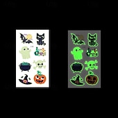 abordables Halloween 2024-Autocollants de tatouage lumineux en toile d&#039;araignée d&#039;halloween, 10 pièces, autocollants de visage de fête de festival lumineux de dessin animé