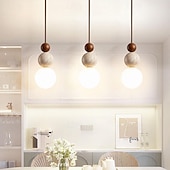 abordables Éclairages pour îlot-Lampe suspendue LED blanc chaud 11/50/70 cm 1/2/3 lumières créatives en pierre et bois mini lustre industriel suspendu en verre g9 lampe suspendue pour îlot de cuisine salle à manger chambre 85-265 V