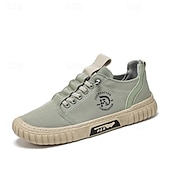 cheap Men&#039;s Slip-ons &amp; Loafers-Men&#039;s Casual Green Canvas Sneakers - Lightweight Lace-Up Walking Shoes for Everyday Wear