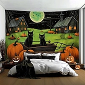 olcso halloween faliszőnyegek-macskák függő gobelin parasztház sütőtök fal művészet nagy kárpit falfestmény dekoráció fénykép háttér takaró függöny otthon hálószoba nappali