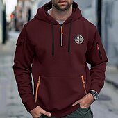 tanie podstawowe bluzy męskie-Męskie Bluza z Kapturem Bluza z kapturem na zamek błyskawiczny Taktyczna Czarny Biały Wino Granatowy Królewski błękit Kaptur Równina Kieszeń Sport i turystyka Codzienny Święto Moda miejska Nowoczesne