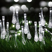 economico Luci di Halloween-6.5m 30leds luci della stringa solare goccia d&#039;acqua luci esterne impermeabili stringa di fata 8 modalità di illuminazione vacanza matrimonio giardino prato natale halloween decorazione del patio