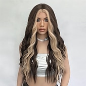 levne Syntetické trendy paruky-Syntetické paruky Vlnitá Bouncy Curl Střední část Paruka 26&quot; Tmavěhnědá Umělé vlasy Dámské Střední část Chladný Rozkošný Smíšené barvy