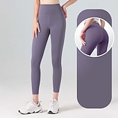 economico Leggings e collant da yoga-Per donna Pantaloni da yoga Leggings da yoga Fascia Elastica Vita Alta Yoga Allenamento in Palestra Pilates Collant Grigio scuro Nero Avorio Gli sport Abbigliamento sportivo Elasticizzato Taglia