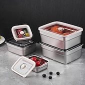 Недорогие Хранение на кухне-Вакуумный контейнер для пищевых продуктов, герметичный ящик для хранения пищевых продуктов sus304, ланч-бокс для фруктов, безопасный для холодильника, герметичный контейнер для еды (прямоугольный)