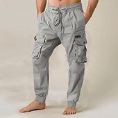 cheap Cargo Pants-Men&#039;s Cargo Pants Cargo Trousers Joggers Trousers Drawstring Elastic Waist Multi Pocket Plain Breathable Outdoor Full Length Casual Daily Going out Casual Tactical Black Royal Blue Micro-elastic