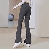billiga Yoga Leggings &amp; Tights-Dam Yogabyxor Utsvängda byxben Elastiskt midjeband Hög midja Yoga Gymträning Pilates Trikåer Mörkgrå Svart Blå sporter Sportkläder Elastisk Smal