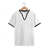 economico Maglietta casual Henley-Per uomo Camicia Henley Waffle T-shirt in maglia waffle T-shirt Tinta unica A V Esterno Informale Manica corta Pulsante Lavorato a maglia Abbigliamento Di tendenza Originale Comodo