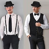 Недорогие Мужские костюмы 1920-х годов-Ретро Бурные 20-е 1920-е годы Инвентарь Жилет Панама шляпа Великий Гэтсби чарльстон барин Мода Маскарадный костюм Муж. Рождество Хэллоуин Карнавал Выпускной Девичник фестиваль Взрослые