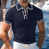 preiswerte Urlaub-Herren Poloshirt Golfhemd Arbeit Casual Kargen Gerippter Polokragen Kurzarm Basic Modern Farbblock Patchwork Taste Frühling Sommer Regular Fit Hellblau Weiß Burgunderrot Marinenblau Grau Poloshirt